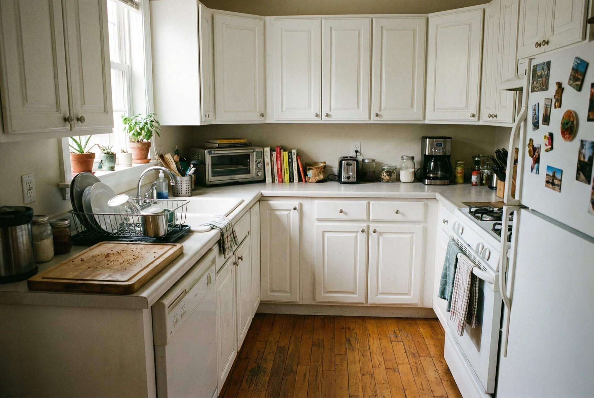 Washington DC kitchen with freshly painted white cabinets by Painters DC
