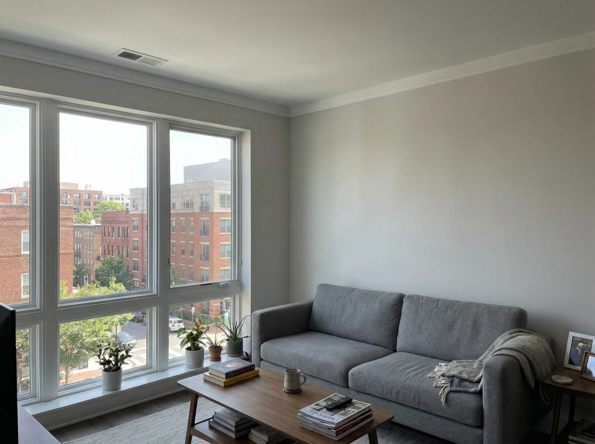 Modern clean-line crown molding in Washington DC condo — minimal profile by Painters DC