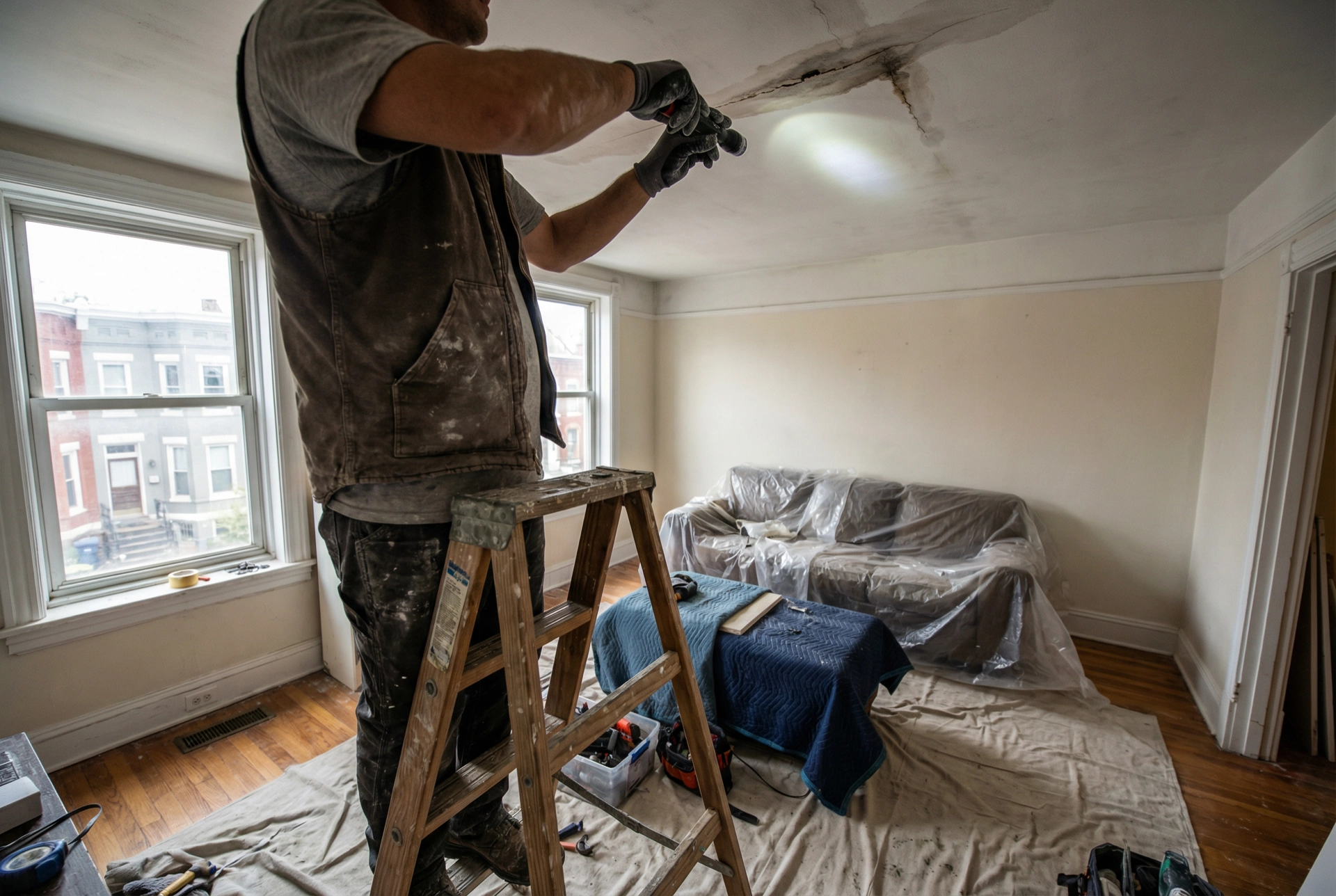Ceiling plaster repair in a Kalorama DC estate by Painters DC