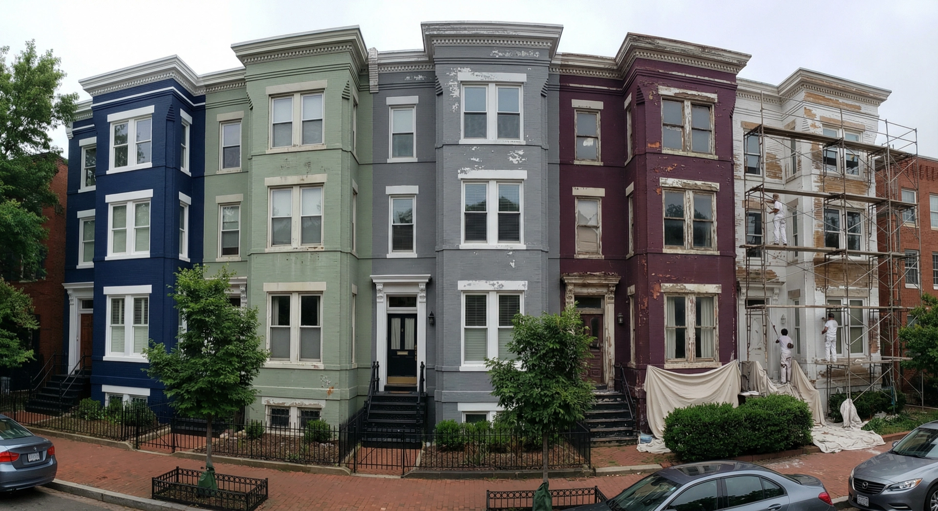 Exterior painting cost by home type in Washington DC — row house, colonial, Victorian by Painters DC