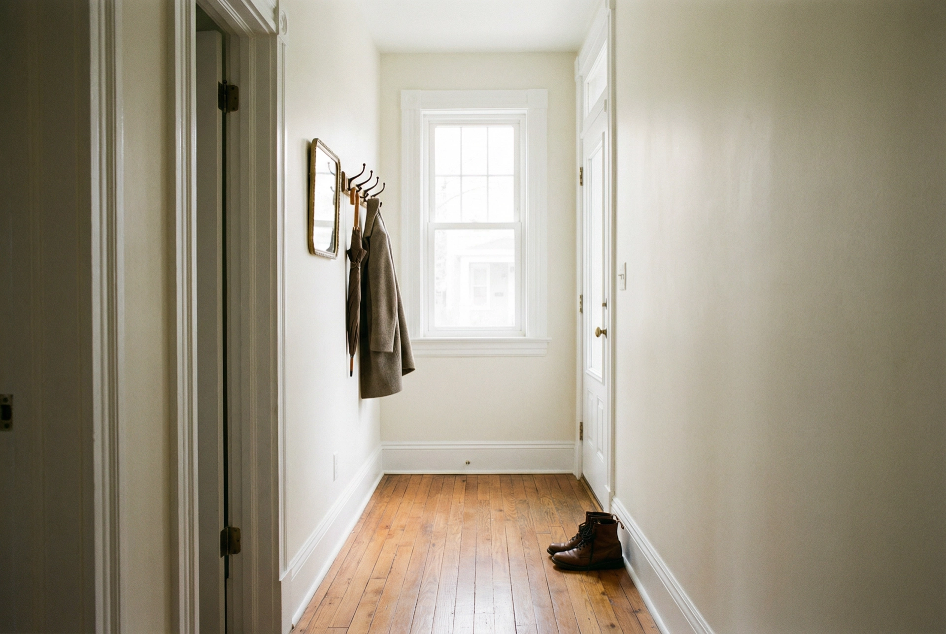 Washington DC row house hallway freshly painted showing day-by-day painting schedule by Painters DC